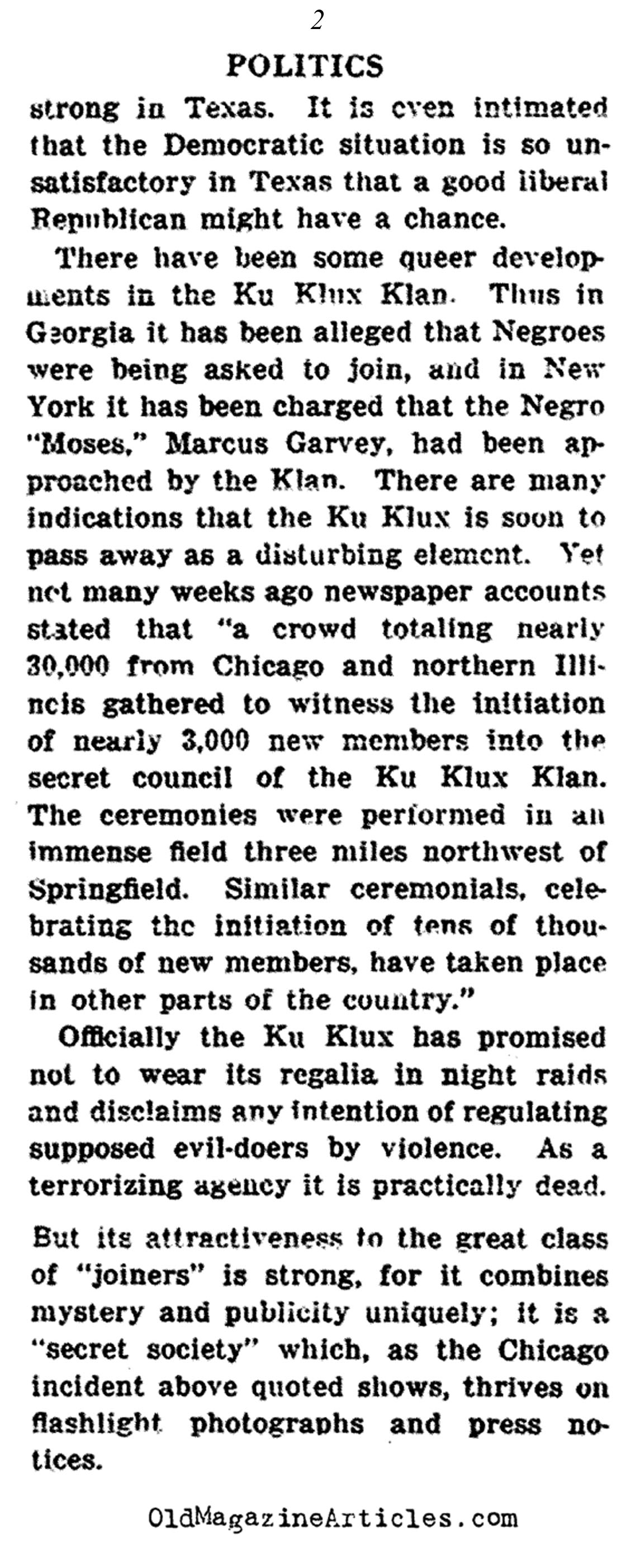 Weird Rumors About the Klan...  (The Outlook, 1922)